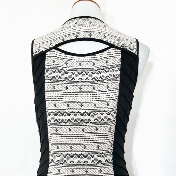 Revolve {Greylin} Black White Jacquard Diamond Sleeveless Skater Tunic Dress - Picture 8 of 14